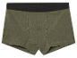Olijfgroene boxershorts met zwarte band.