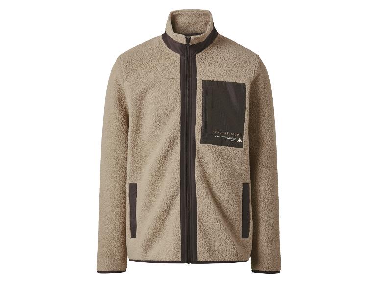 Beige fleece jack met rits voor heren.