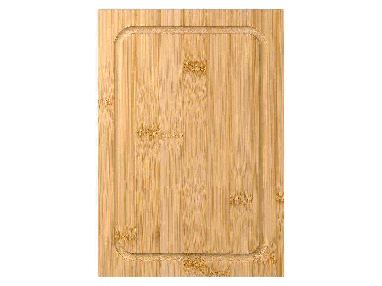Rechthoekige bamboe snijplank met een sapgoot.