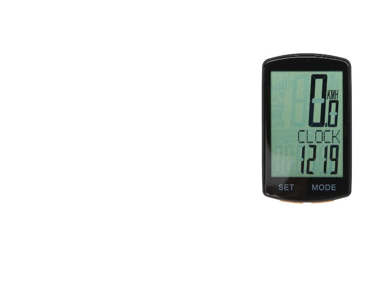 Fietscomputer met display dat snelheid en klok toont