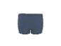 Blauwe herenboxershorts met witte elastische tailleband, achteraanzicht.