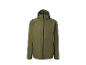 Groene regenjas met capuchon en ritssluiting.
