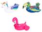 Opblaasbare zwemfiguren: eenhoorn, toekan en flamingo.