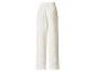 Witte damesbroek met wijde pijpen en elastische taille.
