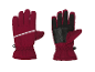 Paar rode winterhandschoenen met reflecterende streep en getextureerde handpalm.