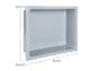 Grijze plastic bak met afmetingen van 31,5 cm hoog, 38 cm breed en 9,5 cm diep.