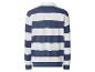 Wit-blauw gestreept poloshirt met lange mouwen, achterkant.