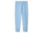 Lichtblauwe joggingbroek met elastische tailleband en enkels.