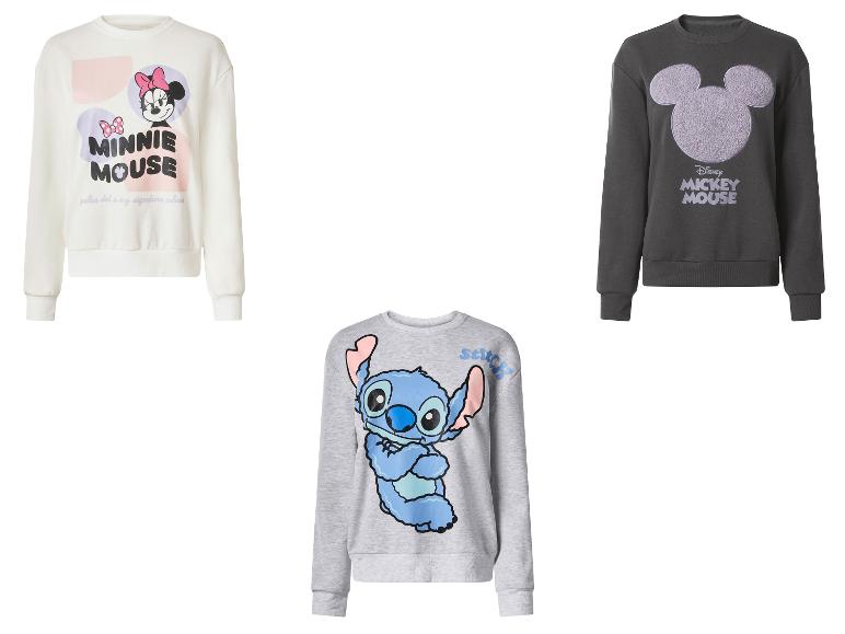 Disney sweatshirts: wit Minnie Mouse, grijs Mickey Mouse en grijs Stitch.