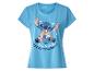 Blauw T-shirt met een cartoonfiguur die ijs eet en de tekst 'Time to chill Treat yourself'.
