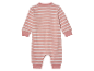 Roze en witte gestreepte baby romper.