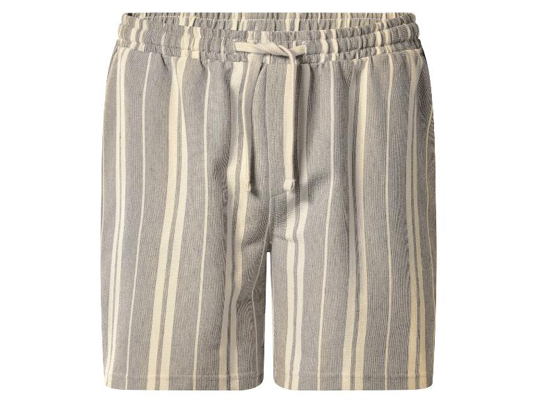 Heren shorts met grijs-witte strepen en trekkoord