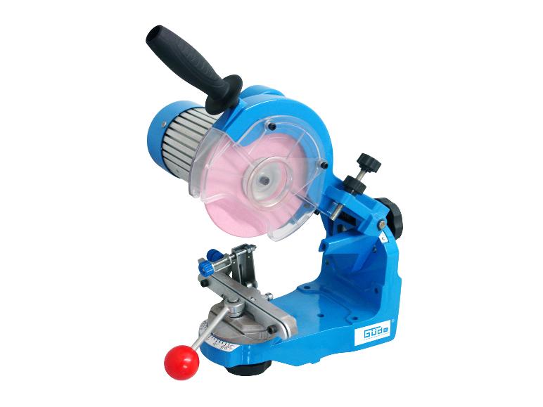 Blauwe Güde elektrische ketting slijper met roze slijpschijf