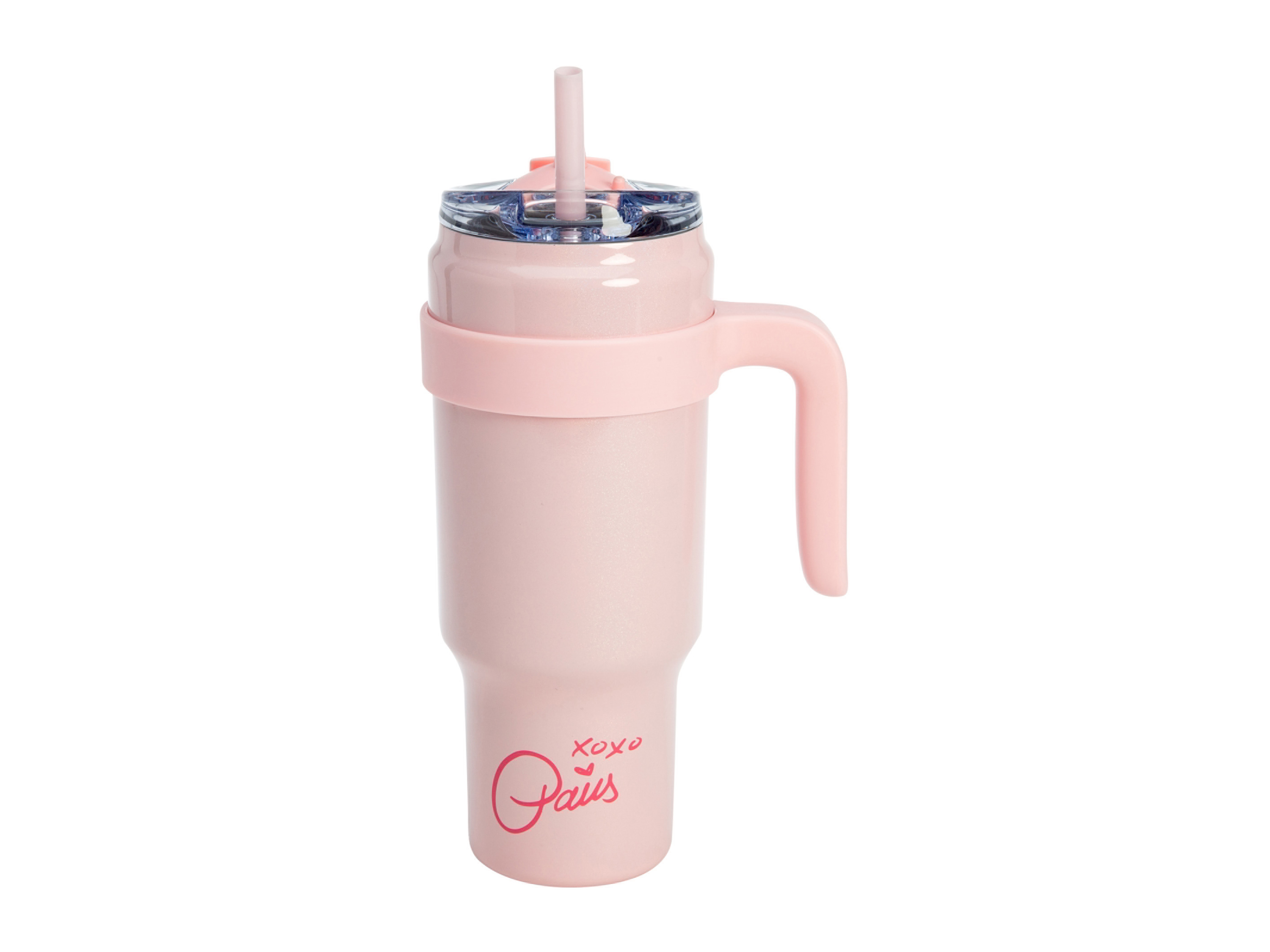 PARIS HILTON Isolerende drinkbeker met afneembaar handvat en rietje. (Roze)