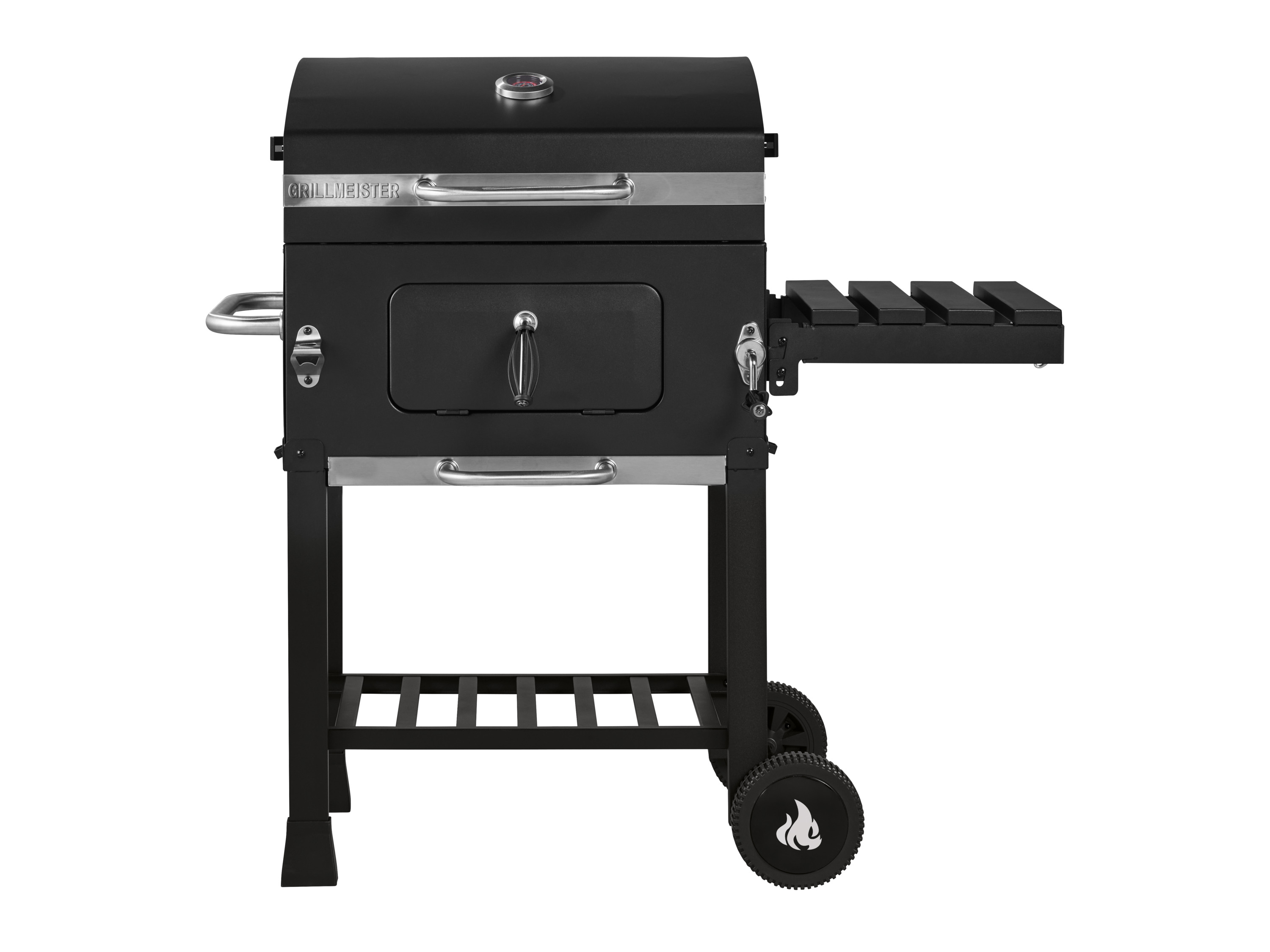 GRILLMEISTER Houtskool BBQ Comfort - met thermometer & zijtafel
