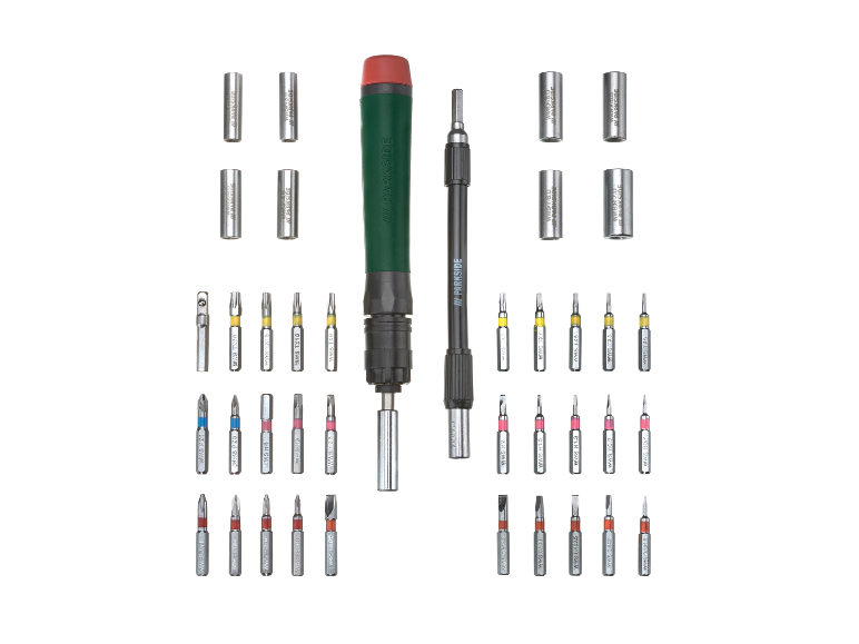 Parkside schroevendraaierset met diverse bits.