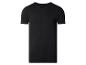 Zwart T-shirt met korte mouwen en ronde hals, geïsoleerd op een witte achtergrond.