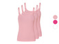Drie roze tanktops voor dames.