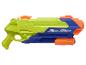 Limoengroene, blauwe en oranje waterblaster met de tekst «FLOODINATOR».