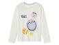 Wit T-shirt met lange mouwen met een 'Smiley World' print en glimlachen.