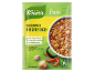 Zakje Servisch rijstvlees met een afbeelding van het bereide gerecht en ingrediënten.