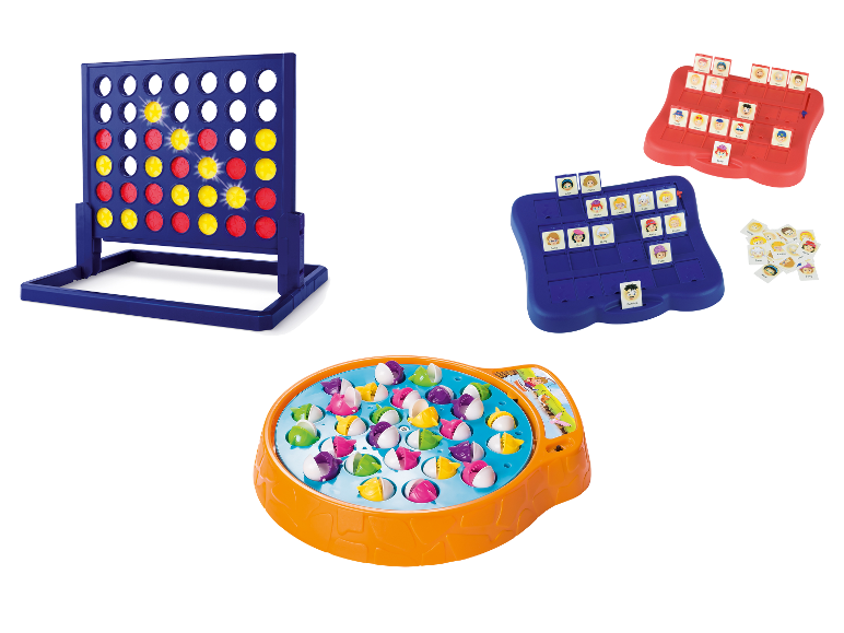 LUPILU gezelschapsspellen: Vier op een rij, Wie is het? en visspel.