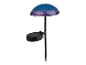 Solar lamp in de vorm van een paddenstoel, paarse en blauwe tinten.