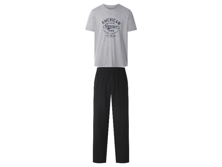 Grijs en zwart herenpyjama met 'American Superior' T-shirt.