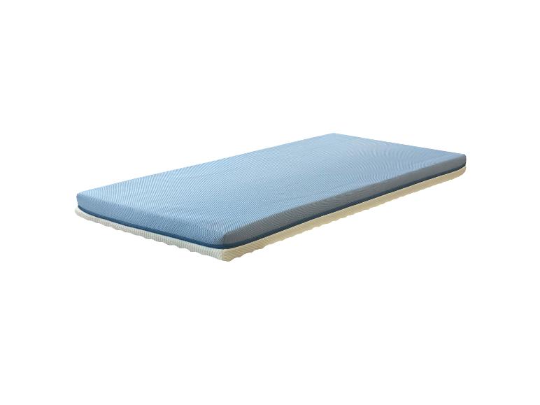 Blauw matras met witte onderkant.