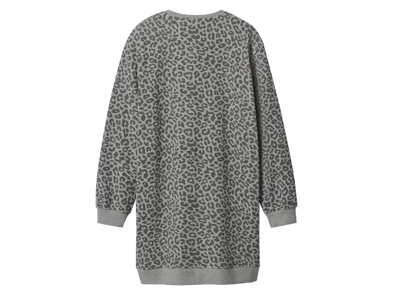 Grijze sweatshirtjurk met luipaardprint, achterkant