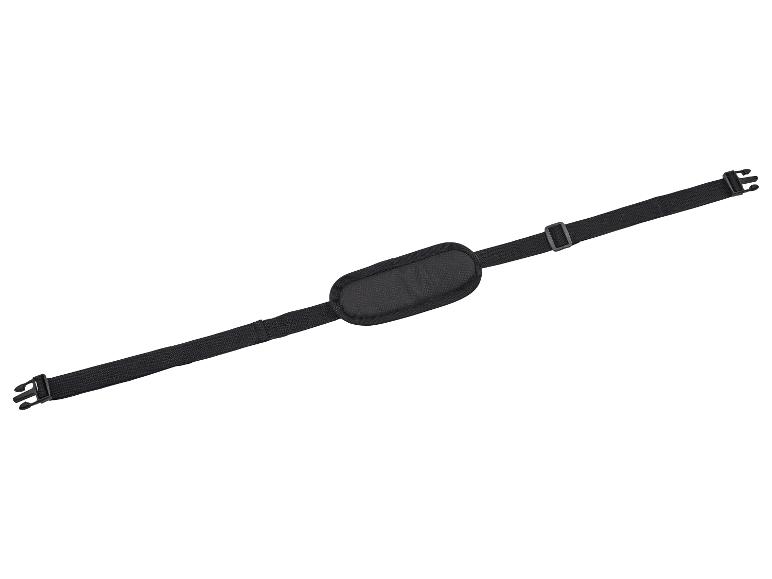 Zwarte gewatteerde schouderriem met gespen.