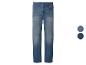 Heren straight-leg jeans in een medium blauwe kleur met een lichte wassing.