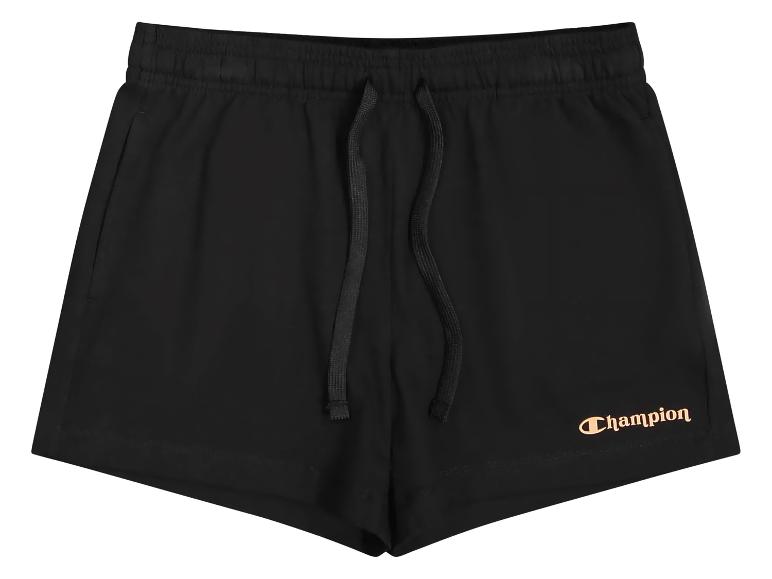 Zwarte dames shorts met trekkoord en goudkleurig logo.