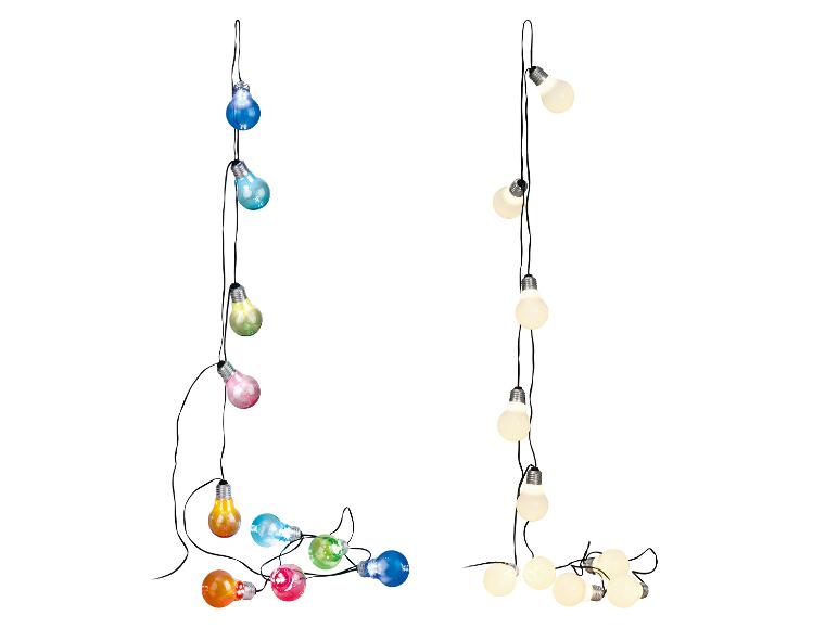 Lichtslinger met gekleurde en witte gloeilampen.