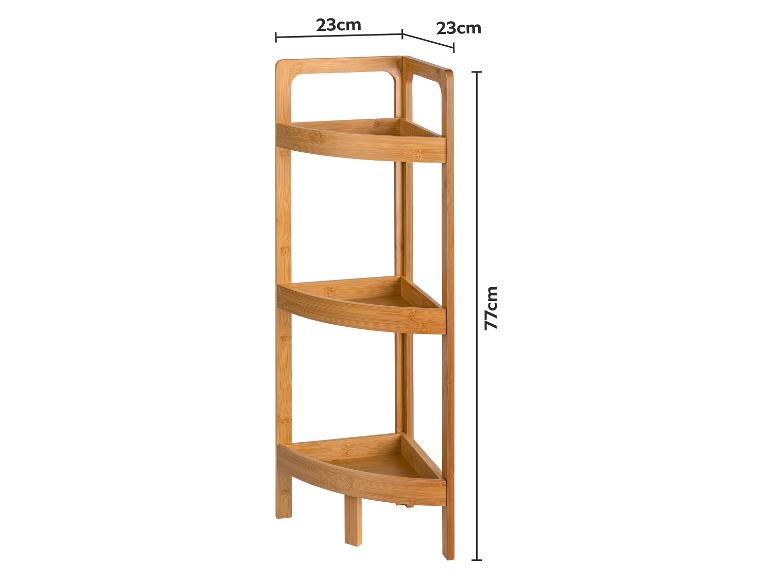 Bamboe 3-laags hoekrek, 23cm x 23cm x 77cm