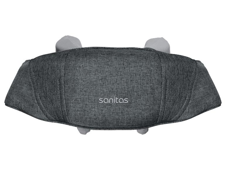 Grijs stoffen nek- en rugmassageapparaat, bovenaanzicht.