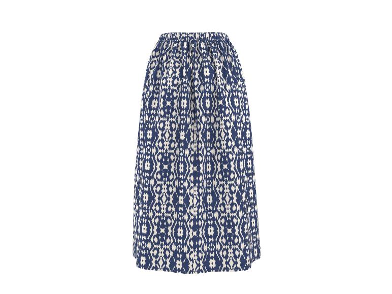 Blauw-wit patroon maxi-rok met elastische tailleband