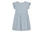 Lichtblauw meisjesjurkje met stippen, zomerse stijl.