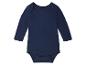 Donkerblauwe baby body met lange mouwen.