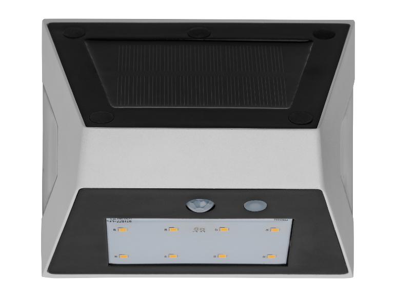 Op zonne-energie werkende LED-wandlamp met bewegingssensor en geïntegreerd zonnepaneel