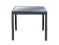 Donkergrijze vierkante buitentafel met glazen blad