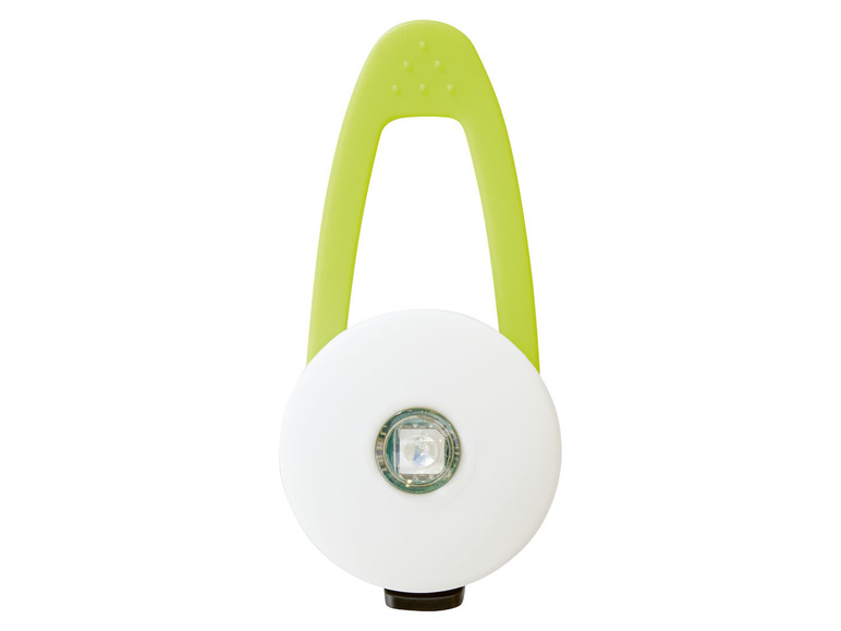 Een groene clip-on LED-lamp.
