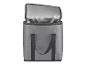 Grijze isotherm tas met handvatten, open.