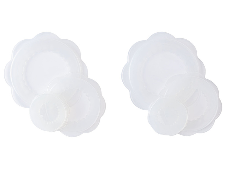 Twee sets met verschillende maten siliconen deksels.