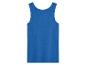 Een effen blauwe tanktop.