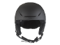 Zwarte skihelm met ventilatiesleuven en gewatteerde kinband