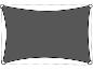 Grijs rechthoekig schaduwdoek met gebogen zijkanten en versterkte hoeken.