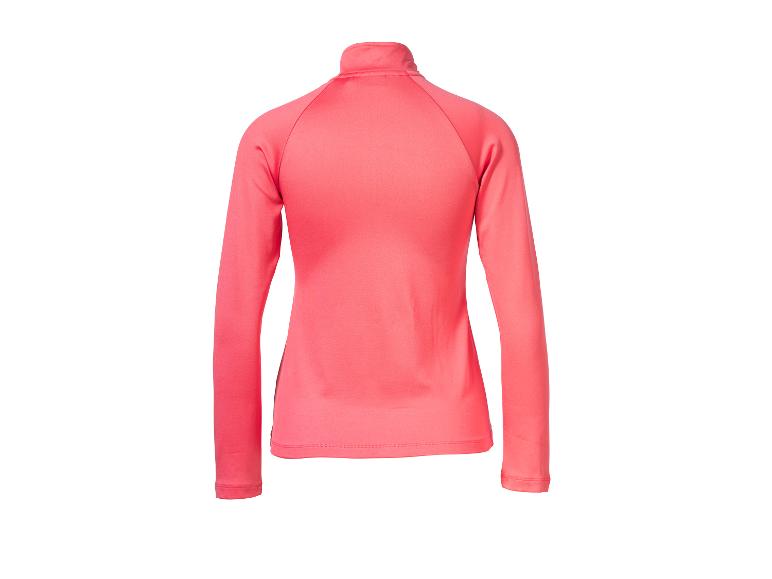 Roze sportshirt met lange mouwen en hoge kraag, achteraanzicht