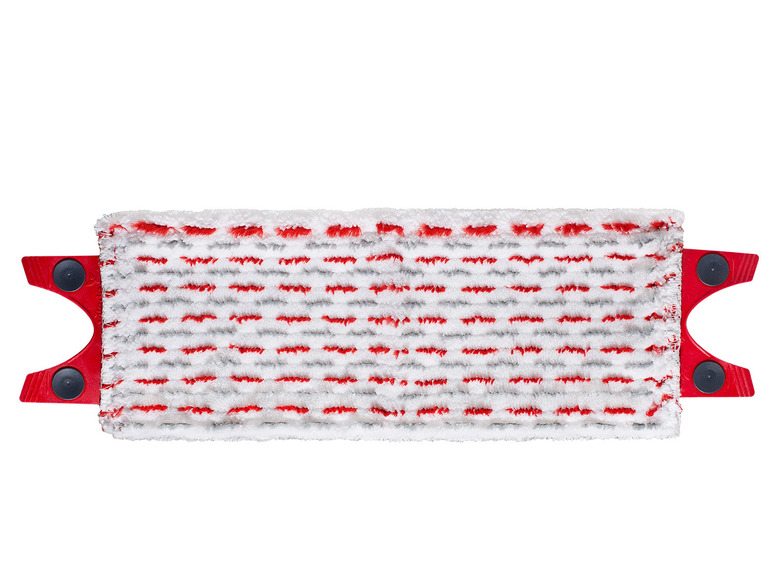 Een rode Vileda-vloerwisser met microfiber.