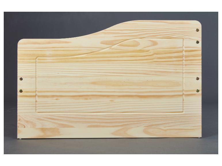 Houten hoofdbord met een gebogen bovenkant.